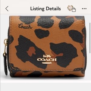 Coach Small Trifold Wallet Leopard Print